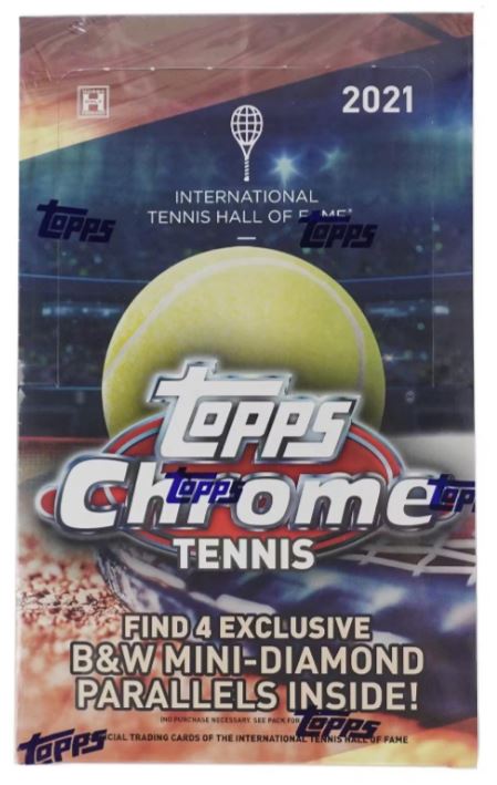 Straddle the baselines and lace up, because 2021 Topps Chrome Tennis is finally here with a lineup of premium chrome cards and inserts featuring some of the biggest legends and stars from throughout Tennis!