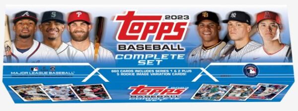 2023 Topps Complete Set Baseball contains the biggest names in the MLB. These sets have all 660 cards from the 2023 Topps Baseball Series 1 and Series 2.